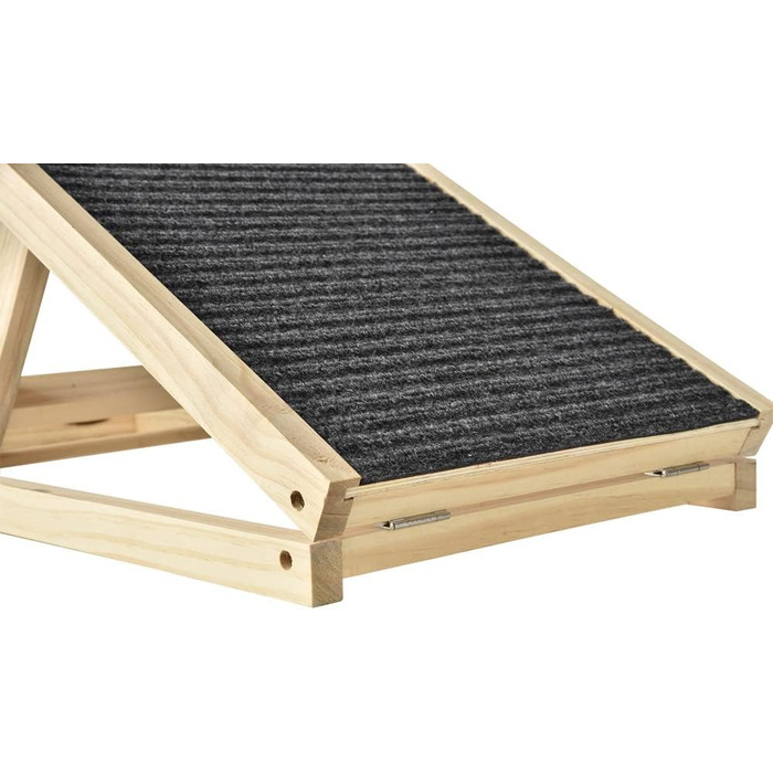 Рампа для собак Hunderampe: складана дерев'яна, 4 секції, регульована висота 30-60 см, для малих та великих собак, для ліжка, дивану, авто. Розмір 100x40x30/40/50/60 см. Антиковзаюча поверхня.