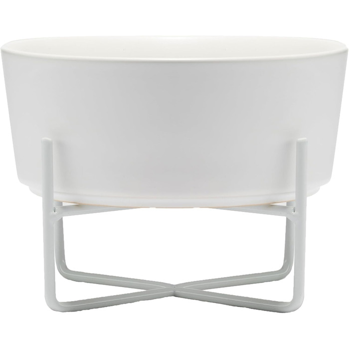 Підставка для годівлі собак Waggo з мискою, керамічна, піднята, маленька, матова біла