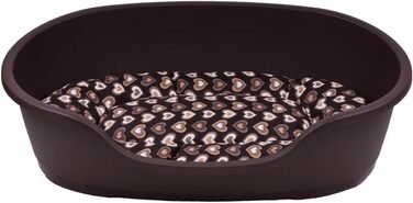 Корзина для собак Adena, 71 x 48 см, коричнева + подушка з сердечками, 71 x 48 x 22 см