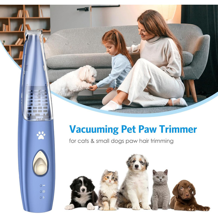 Триммер для собак та котів 2-в-1 з пилососом Brifit, USB, для догляду за лапами, вухами, очима та обличчям