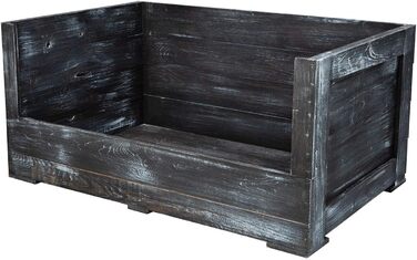 Собаче ліжко Kistenkolli Altes Land Balu з дерева з подушкою, корзина для собак, лежанка, вінтажний диван для собак, білий (90x57x45 см, Shabby Schwarz)