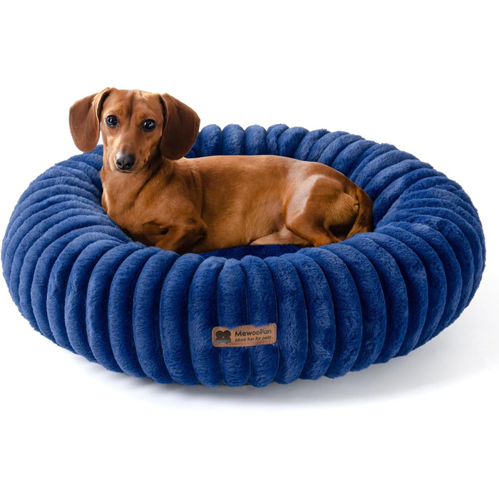 Кругле м'яке ліжко для собак MEWOOFUN, 64x64x18 см, Marineblau (темно-синій)