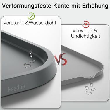 Підкладка під миски для котів та собак, силіконова, з високим бортиком, вологостійка, сіра