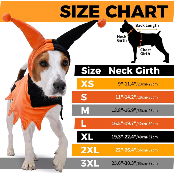Костюм на Хелловін для собак Lelepet з капелюхом та накидкою, веселому костюму для домашніх тварин, косплей-одягу на Хелловін, для вечірки, на карнавал, святковий одяг для собак маленьких, середніх та великих розмірів (X-Small, помаранчевий/апельсиновий в