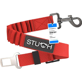 STUCH Універсальний бунже-ремень безпеки для собак та котів - підходить для всіх порід собак та типів автомобілів (Колір) OneSize (Червоний)