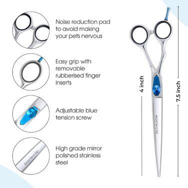 Професійна вигнута ножиці Masterclip Essentials для лівшів, 19,1 см, з високоякісної нержавіючої сталі