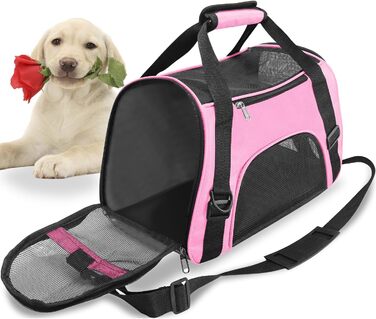 Трансформер для перевезення домашніх тварин (кіт, собака, кролик, хом'як). Сумка-переноска для тварин, схвалена для авіаперельотів, м'яка, з плечовим ременем. Розмір M (47x27x28 см), до 5 кг. Рожева