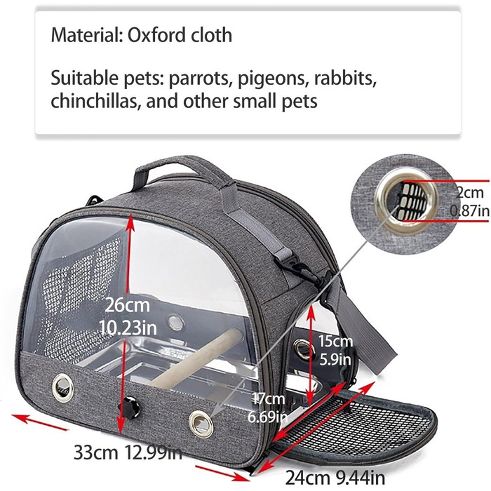 Переносна переносна сумка-переноска для птахів, клітка для подорожей для колібрі, папуг, сірих птахів