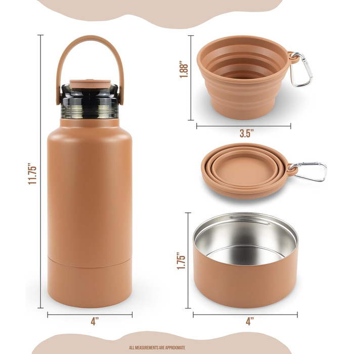 Водяна пляшка для собак Hogg Hydro Hound, 907.2 г, з ізоляцією, нержавіюча сталь, чорний колір, з принтом лап, для мами та собаки