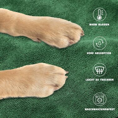 Рушник для собак з мікрофібри, швидковисихаючий, з клямками та регульованою стрічкою, для великих, середніх та маленьких собак (M, Зелений)