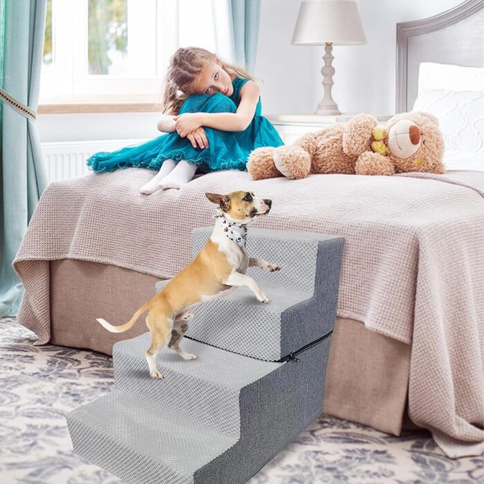 Сходинки для собак та котів Galatée - 4 сходинки, неслизькі, для високих ліжок та диванів, знімний, пральний чохол