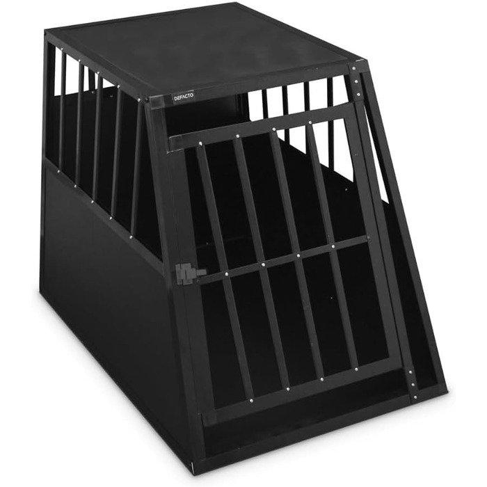 Алюмінієва переносна клітка для собак Defacto - переносна коробка для собак, автобокс, клітка для подорожей (M, 59x69x50 см, чорний)