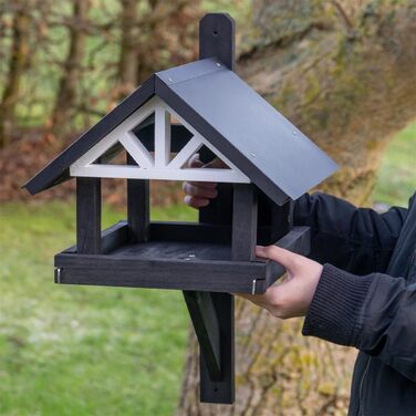 Будиночок для птахів VOSS.garden Morby, чорний/білий, дерево з просоченням, металевий дах, для стіни або підвішування, декор для саду