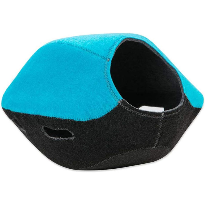 Складаний котячий будиночок Lazy Place з ігровим отвором, фетровий м’який лежак-ніша для котів, праний, синій/сірий