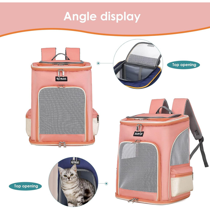 PETCUTE Рюкзак для собак і котів, дихаючий, з виймальною підстилкою, прозоре вікно, складний, з безпечною лінією, для подорожей, Малахітовий+Білий (Рожевий)