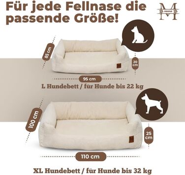 М'яке ліжко для собак Manno з піною з пам'яті ефекту – для середніх та великих собак | Зручне, знімний чохол, неслизьке та водовідштовхувальне | Безкоштовний ковдра та 2 подушки (XL)