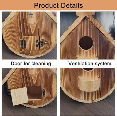 Будинок для птахів з сосни, підвісний, для садових птахів, стійкий до погодних умов, ідеальне житло для синиць, шпаків та інших диких птахів