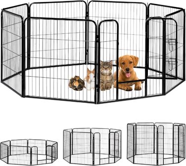 Вольєр для цуценят та дрібних тварин Relaxdays - чорний, 80x78x235 см