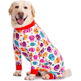 Піжама для собак, теплий пуловер з принтом мультфільму, повне покриття, костюм для великих та середніх собак (36, білий череп)