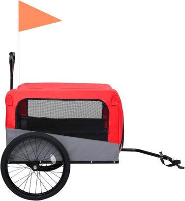 Велосипедний причіп для тварин 2-в-1, червоно-сірий, для собак