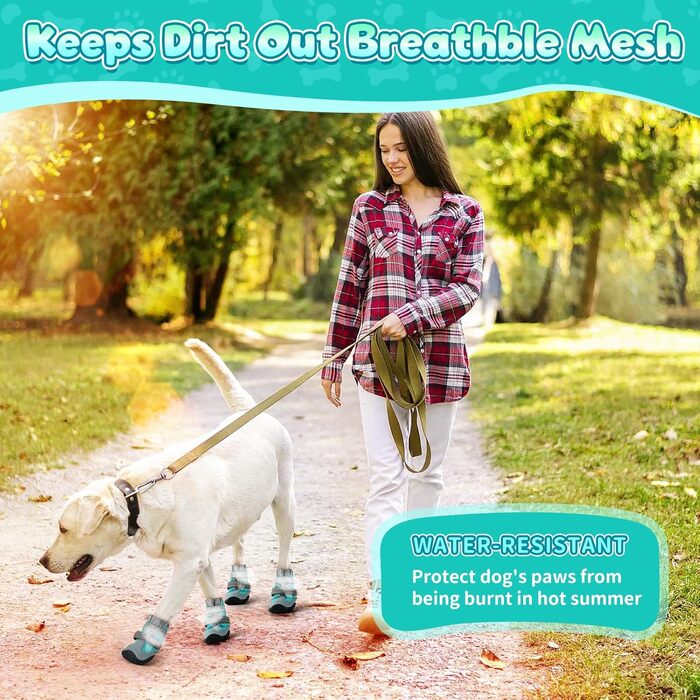 Водонепроникні чоботи для собак з відбиваючими смугами, захист лап, антиковзка гумова підошва, XL, блакитний