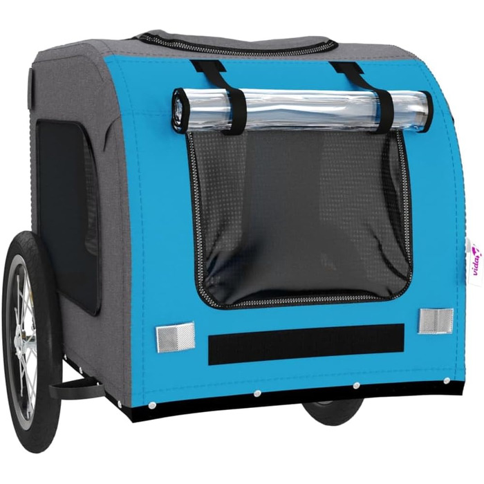 Фahrраd-причіп для собак Tidyard, причіп для собак з відбивачами та прапорцем, Максимальне навантаження 45 кг, блакитно-сірий Оксфорд, матеріал - метал