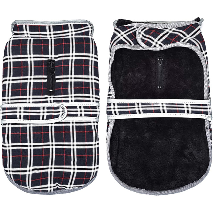 Зимовий теплий теплий жилет для собак Eastlion в клітинку, одяг для собак, жилет з отвором для шлейки, чорний, XS, M, L, XL