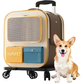 Рюкзак для тварин Galatée з колесами, зручний рюкзак для котів з знімними колесами, ролер-переноска для тварин, рюкзак для собак, ідеальний для подорожей/походів/відпочинку на природі (Блакитний)