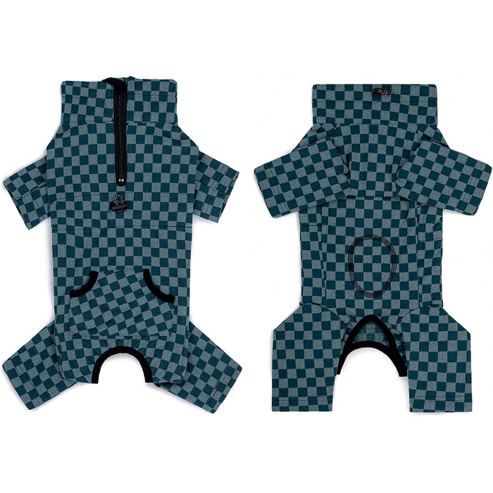 Теплий флісовий зимовий одяг для собак - теплий піжамний комбінезон з коміром для собак маленьких та середніх порід, блакитний (L)