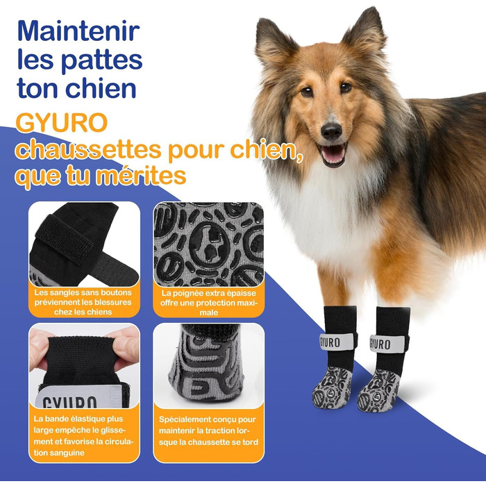 Чорні антиковзкі шкарпетки для собак (XXL) - захист лап від слизькості на твердих підлогах