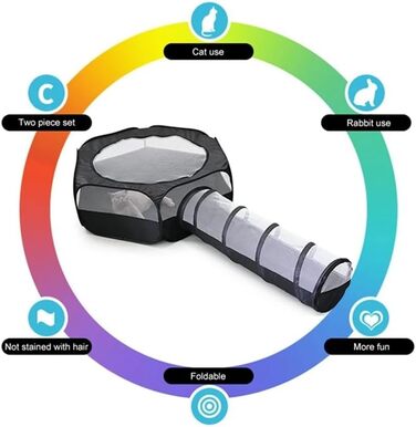 Туннель-іграшка для котів та цуценят, розкладний, чорний