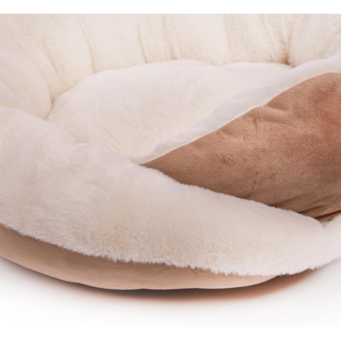 Кругле ліжко для собак Wallace & Jones Grace - зручний лежак для середніх собак | М'яке ліжко, ліжко з бортиком, неслизьке | Колір: коричнево-бежевий | Розмір M | 60 x 60 x 48 см