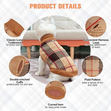 Пуловер для собак маленьких та середніх порід, цуценят, дівчаток та хлопчиків. З коміром-горловиною. Теплий, м'який пуловер для собак та котів. Ідеально для холодної погоди. Розміри: XXS (спинка 8', груди 12', шия 8'), XS (спинка 10', груди 14', шия 9'), 