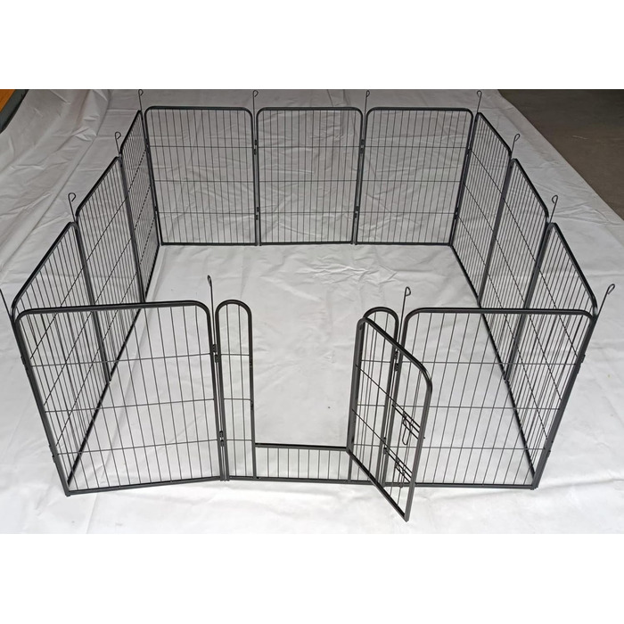 Вигул для цуценят, вольєр, загон для собак, клітка для собак, огорожа для тварин, клітка для дрібних тварин, переносна клітка, вигул для кроликів, кемпінговий забір, кемпінгове огородження, 12 елементів, 80 см