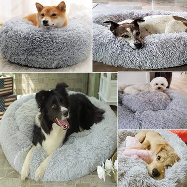 Ортопедична подушка для собак XXL: м'яке ліжко-софа для великих та середніх собак, антистрес, донат, сірий колір, memory foam