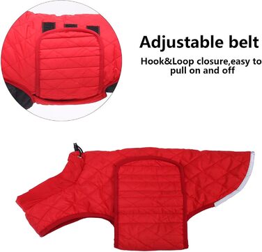 Водонепроникна зимова куртка для такси для собак Babepet з флісовою підкладкою, світловідбиваючий пуловер з отвором для шлейки, червоний, розмір L (спина: 45 см)