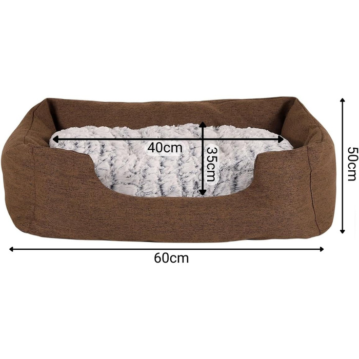 Кругле ліжко для собак та котів Lionto з м'яким змінним подушками, коричневе, 60x50 см