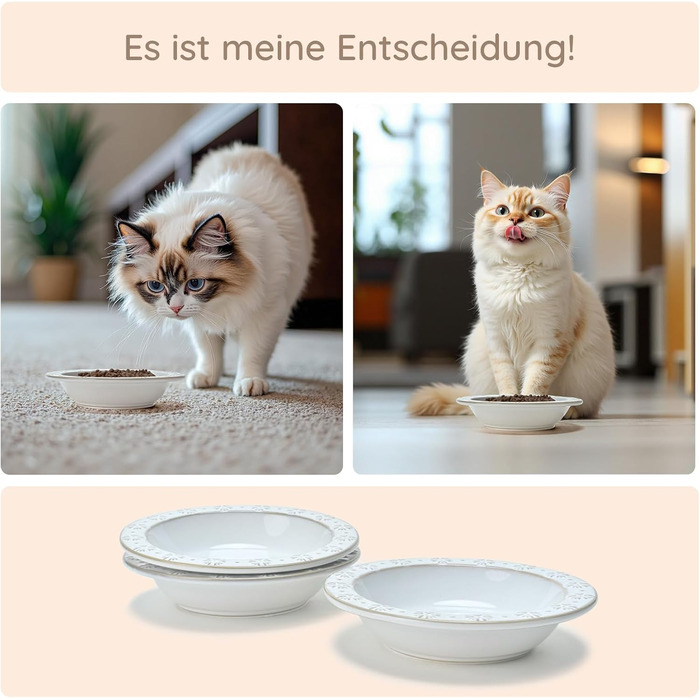 Набори керамічних мисок для котів SPUNKYJUNKY (3 шт.) - білий, сірий, ø16 см