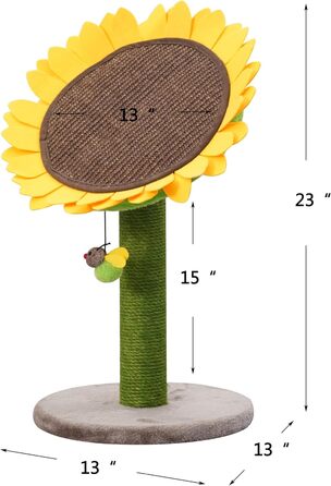 Catry Sonnenblume 2 в 1 Когтеточка для котів із натурального сизалю, іграшкою-бджілкою та лежаком. Мультифункціональні меблі для котів: для дряпання, лазіння та відпочинку