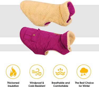 Зимовий теплий одяг для собак Citétoile - куртка з флісу для собак, з отвором для шлейки (L, фіолетовий)