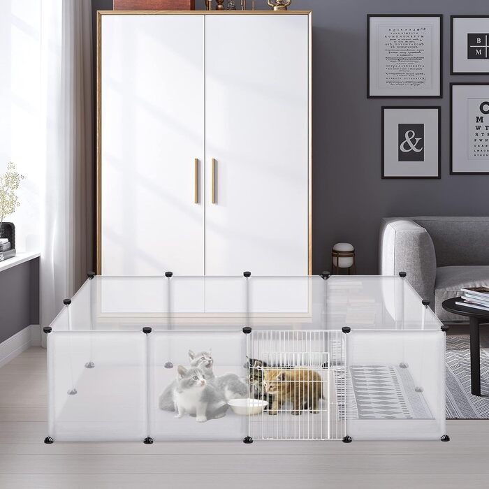 Клітка-вольєр для кроликів та інших дрібних тварин VANCHEMO 145x75x48 см, металева сітка, вольєр для тварин, клітка для кошенят, клітка для собак, прозора, з дверцятами
