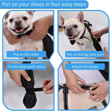 Водонепроникні чоботи для собак, захист подушечок лап для собак малого та великого розміру, регульоване взуття для домашніх тварин для прогулянок, м'які чоботи для домашніх тварин, захист лап (Чорний-UK, Великий)