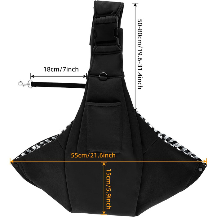 Сумка-переноска для собак Valleycomfy Tragetuch - чорна, до 7 кг