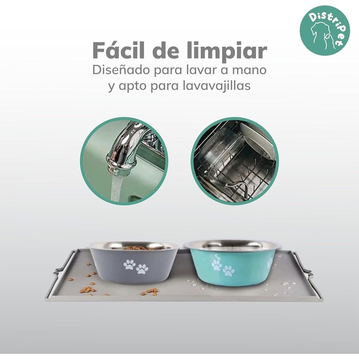Миски для собак та котів, нержавіюча сталь, антиковзаючі, з силіконовою основою, 2 шт по 860 мл