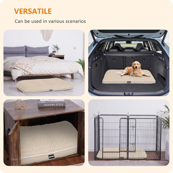 Ортопедичне ліжко для собак, матрац для собак з двоярусним дизайном, миється, знімний кошик для собак, 90 см для собак маленьких та середніх порід (105 x 69 x 12 см, бежевий)