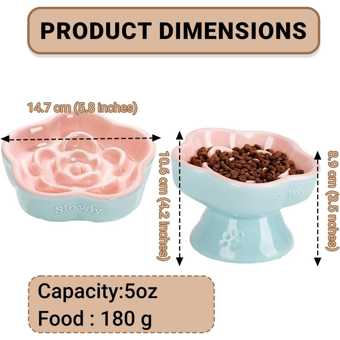 Антишвидкісний миска для собак, миска для котів та маленьких собак, керамічна миска (Морінгблюте)