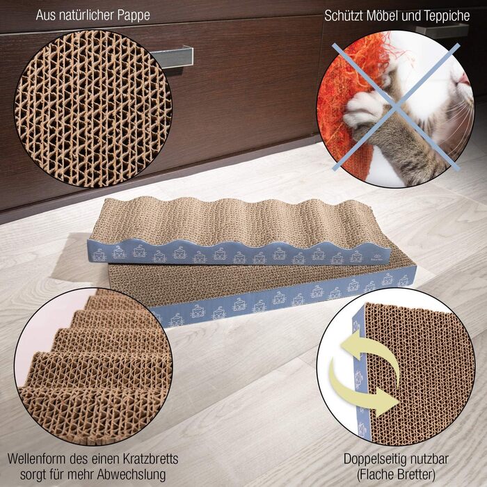 Bella & Balu: Набір з 3 картонних когтеточок для котів | Когтеточка-картон, когтеточка-стійка, захист меблів