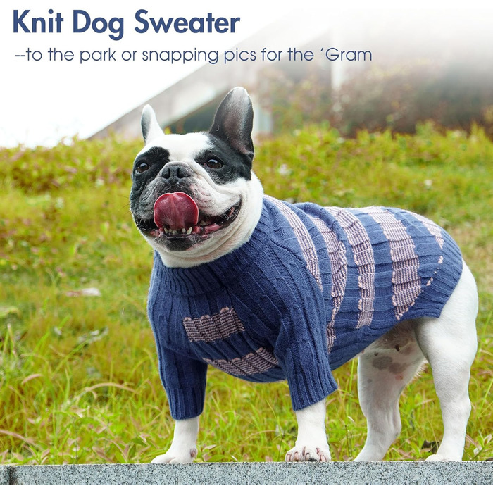 Теплий зимовий пуловер для собак маленьких порід з отвором для повідка, з малюнком 