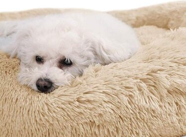 Кругле ліжко-гніздо для собак та котів, штучне хутро, Beige, 60 см