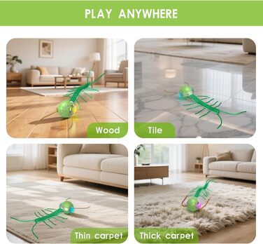 Інтерактивна іграшка для котів FLERDMAU - автоматичний м'ячик з імітацією звуків птахів, USB-зарядка, для дому (зелений)